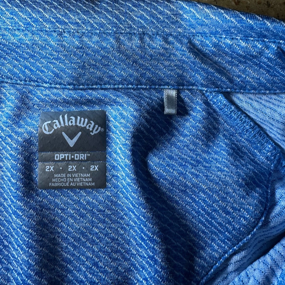 Callaway Mens Opti Dri Blue Geometric Golf Tennis Walking Breathable Polo Sz 2X - Picture 3 of 6